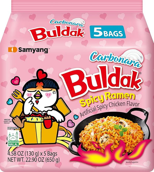 Samyang Buldak Carbonara Spicy Ramen – Pack de 5 🍜💗🔥